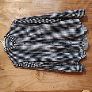 GAP Womens Boyfriend Fit Gingham Twill Shirt Black White Contrast Lined Cotton M